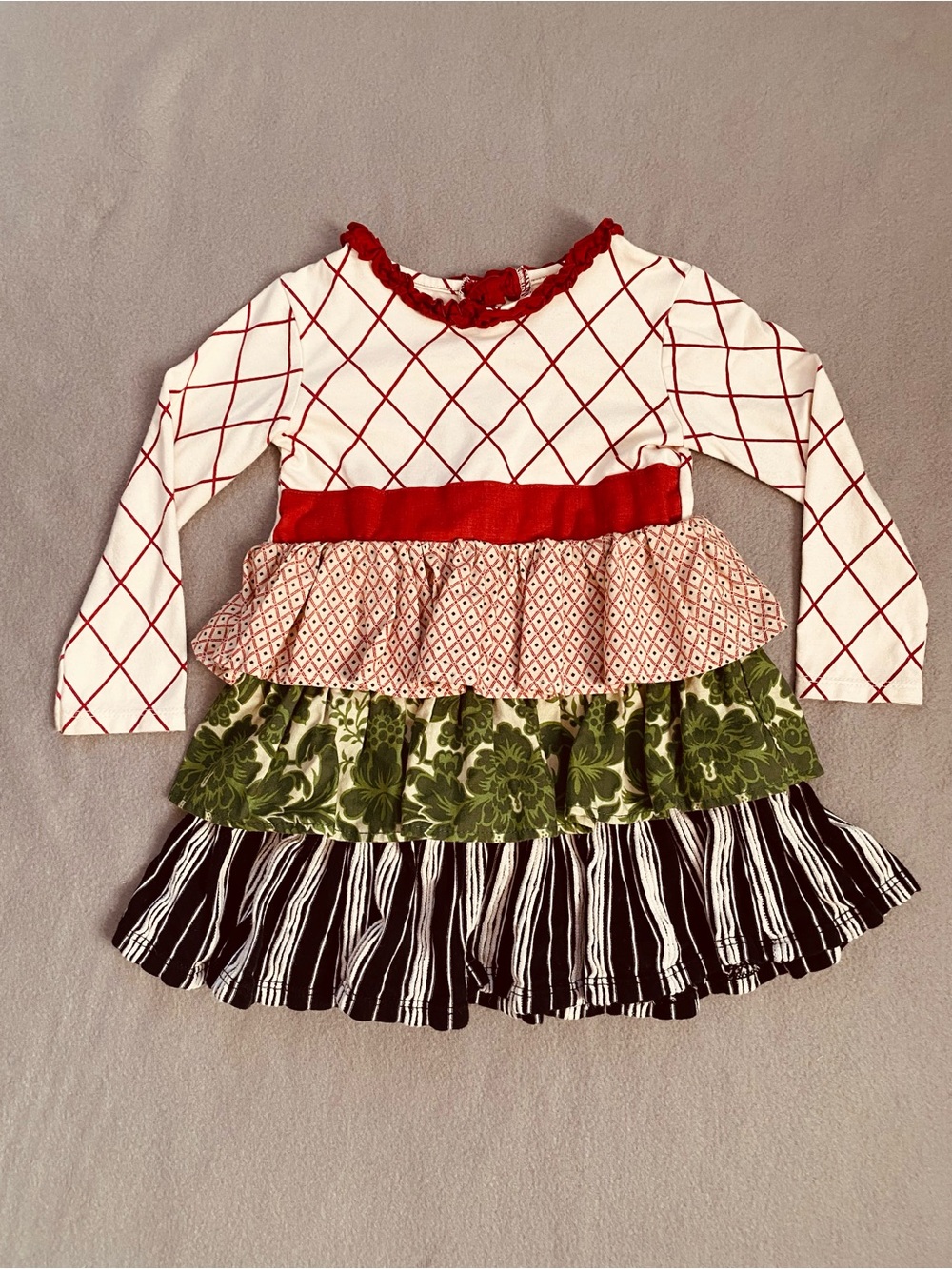 Persnickety Girls Long Sleeve Tiered Ruffle Dress - Size 2